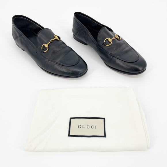 Gucci Black Brixton Horsebit Leather Collapsible-heel Loafer Women's size EU 37 - Picture 1 of 11